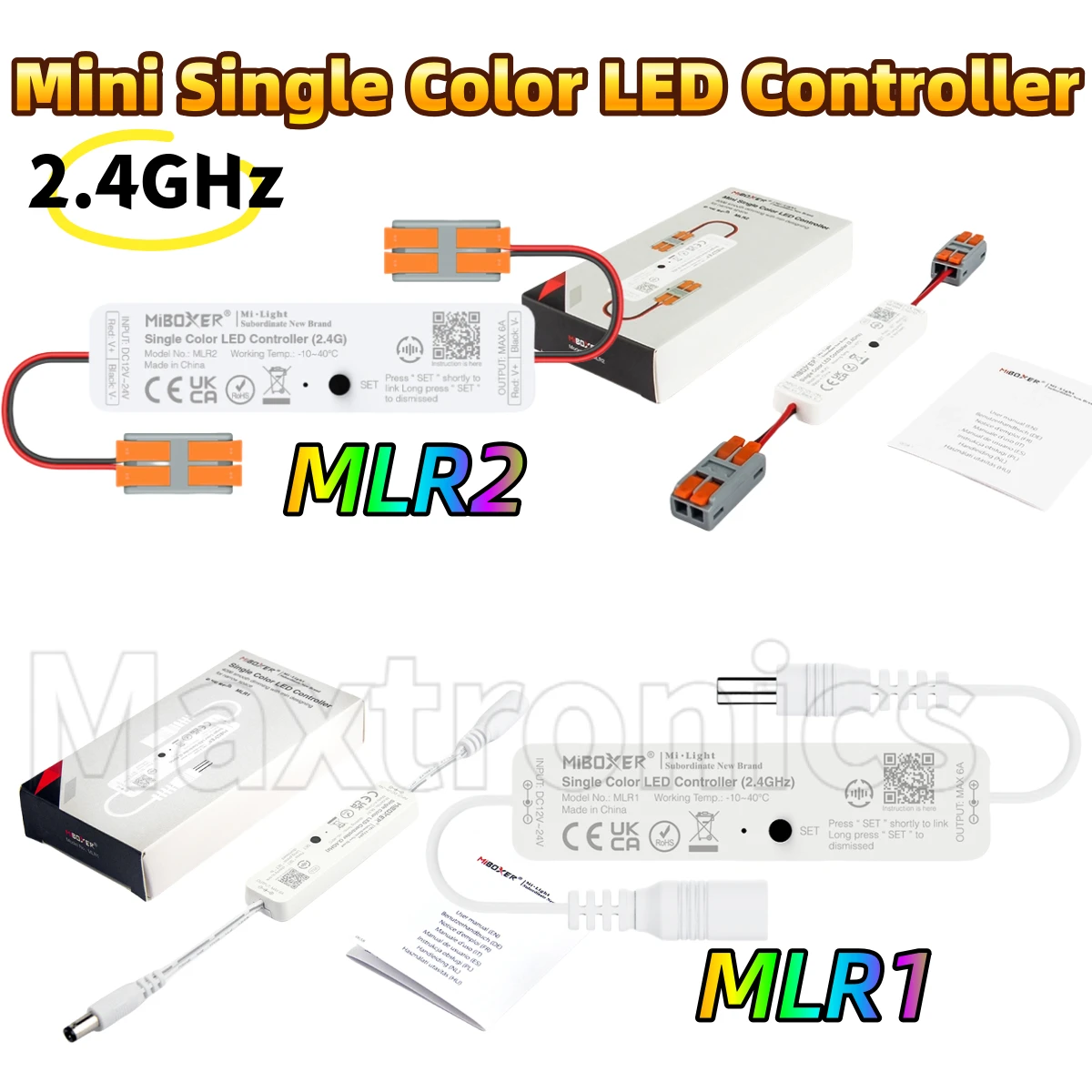 MLR1/MLR2 Miboxer DC12-24V 2.4GHz RF Wireless Dimmer Tuya APP Remote for 2835 5050 Strip Light Mini Single Color LED Controller