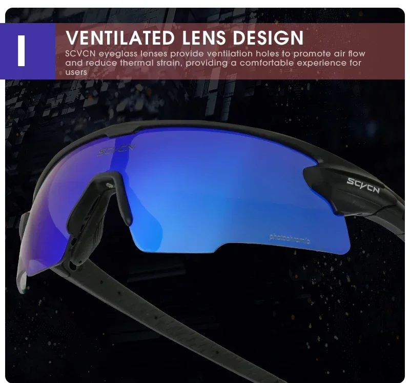 SCVCN Photochrome Fahrradbrille Sonnenbrille für Herren Fahrrad-Straßenbrille für MTB UV400 Brille Damen Rennrad Wanderbrille – Detail 2