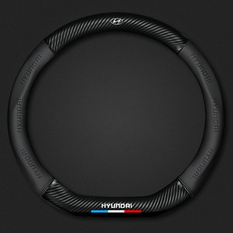 

For Hyundai Tucson Elantra Kona i30 i20 i10 N line Coupe Sonata Kona Car Steering Wheel Cover Carbon Fiber Leather Non-slip Case