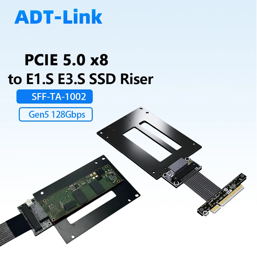ADT PCIe 5.0 X8 To E1.S E3.S SSD Extension Cable SFF-TA-1002 EDSFF Gen5 128Gbps Riser Adapter Custom PCI-E X4 for Server Storage