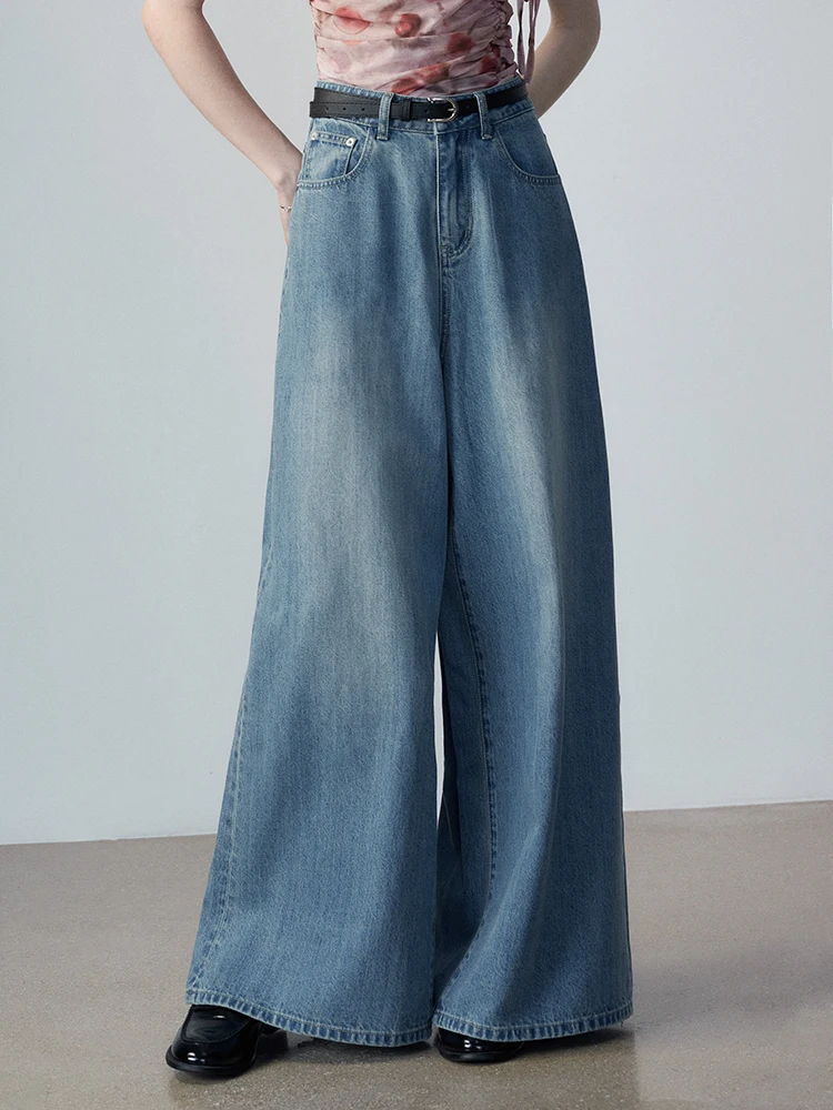 

Loose Blue Denim Jeans Women's Casual Fashion High Waist Straight Leg Long Pants Commuter Versatile Wide Leg Pants