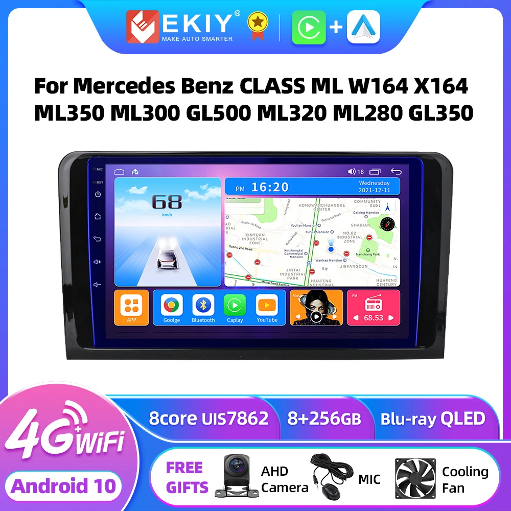 EKIY T7  Android 10.0  2 Din Car Radio For Mercedes Benz CLASS ML W164 X164 ML350 ML300 GL500 ML320 ML280 GL350 GPS Carplay DVD