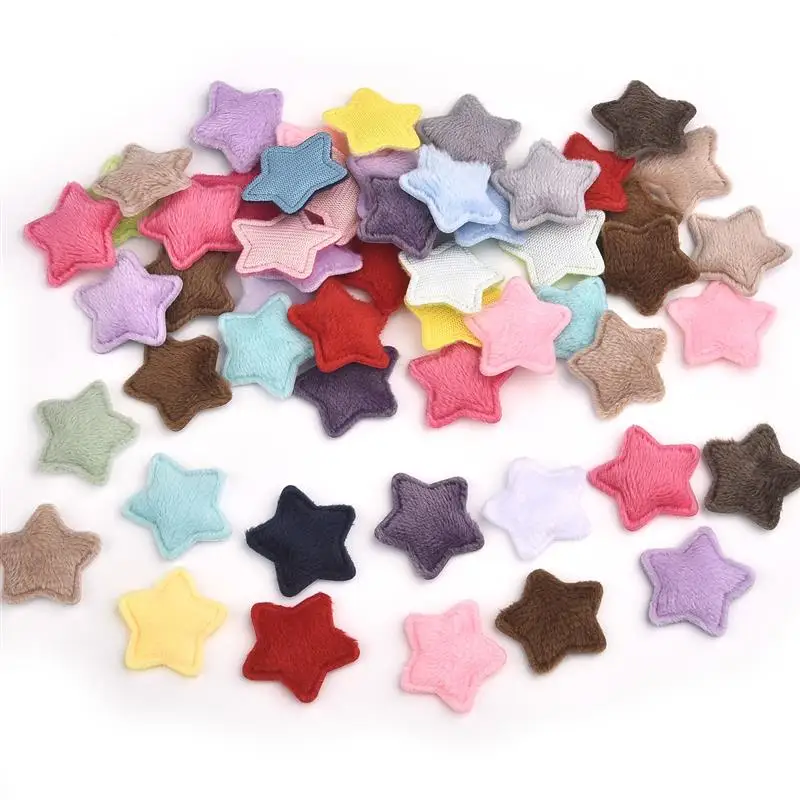 50Pcs 25mm Fur Padded Star Patches Stickers Sew Clothes Jeans Patches Diy Coats Applique Handmade Patchwork Accessories