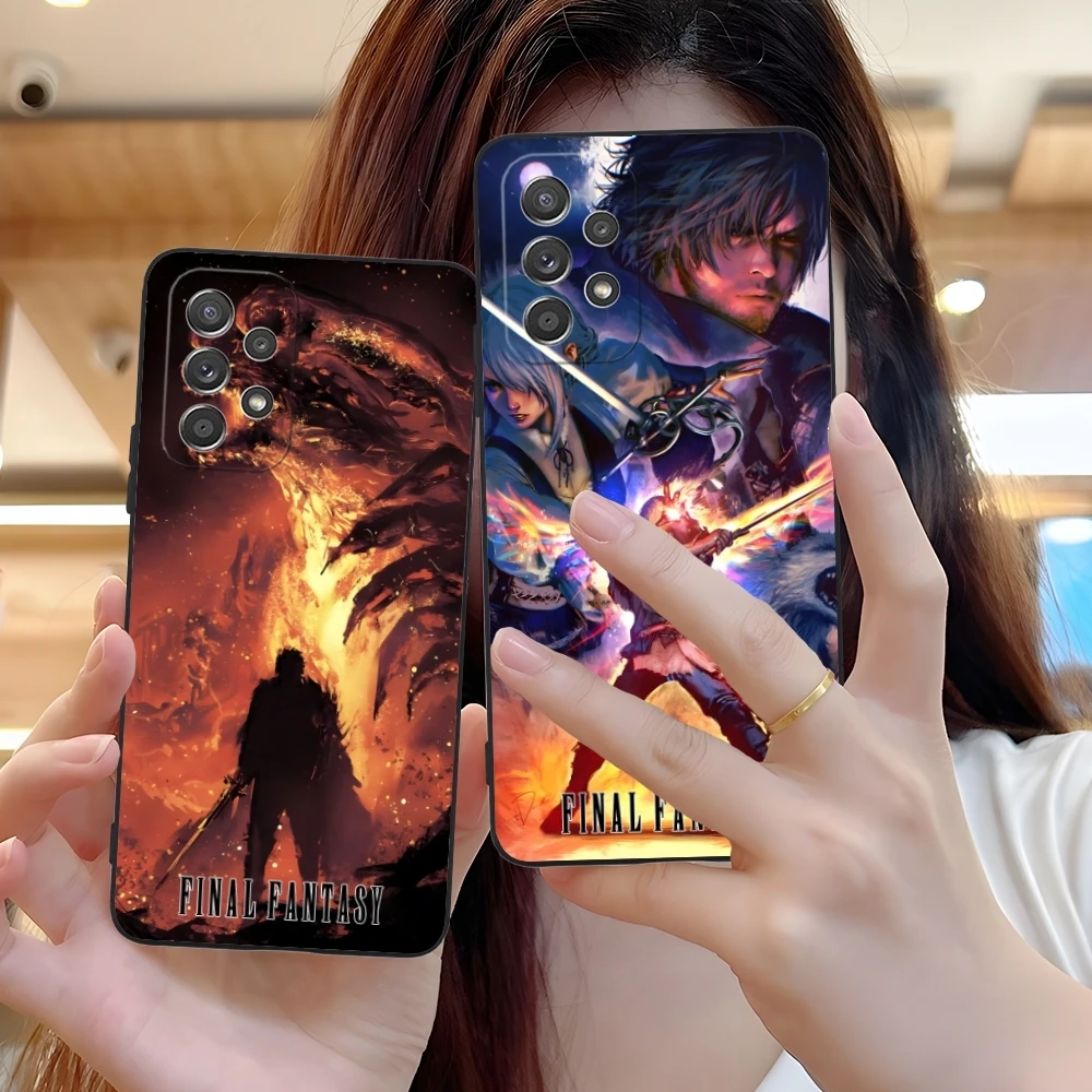 Final Fantasy Painting Mobile Cell Phone Case for Samsung Galaxy A91 73 71 70 54 53 52 34 24 23 21 S 5G Black Phone Cover Shell