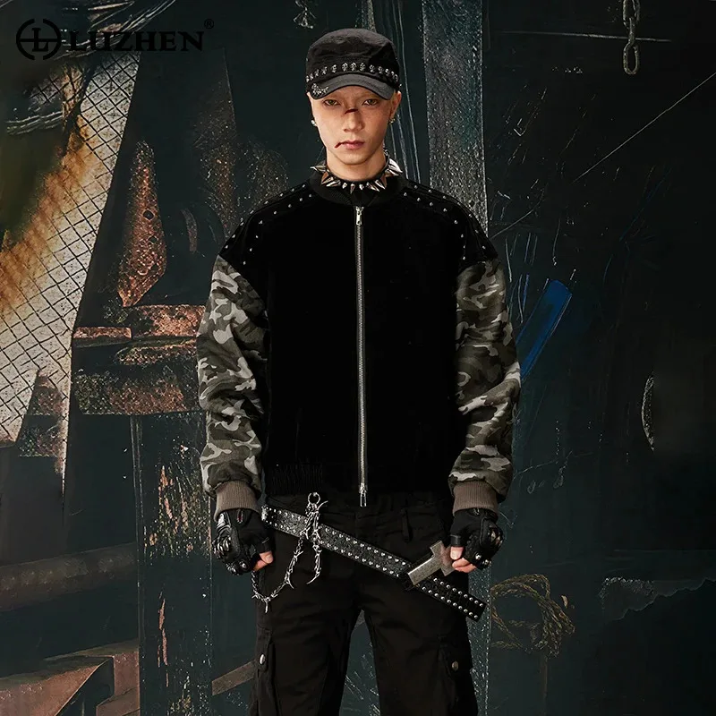 

LUZHEN 2026 Winter Original Camouflage Printed Splicing Design Elastic Cuffs Casual Jacket Men's Fashion Handsome Clothes JY6190