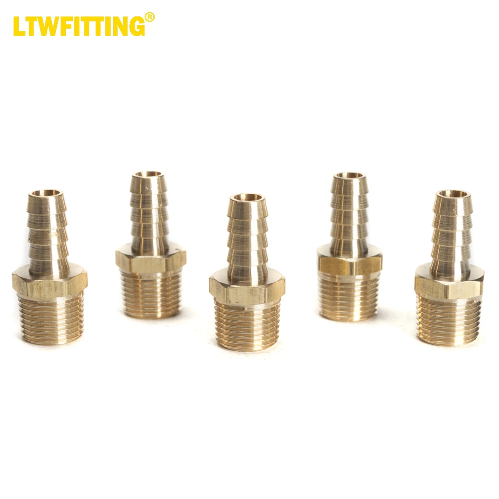 

LTWFITTING Brass Barb Fitting Coupler/Connector 3/8-Inch Hose ID x 3/8-Inch Male NPT Fuel(Pack of 5)