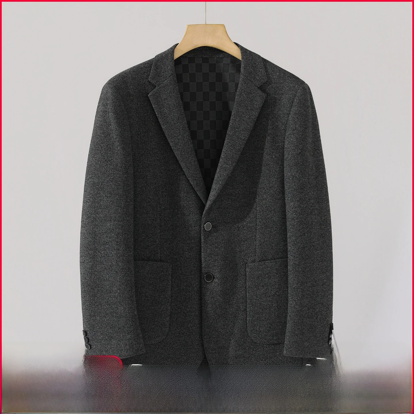 

High-End Men's Pure Color Busin Casual Woolen Suit Jaet Autumn Winter Faion Urban Sle Long Sve Single-breasted Coat