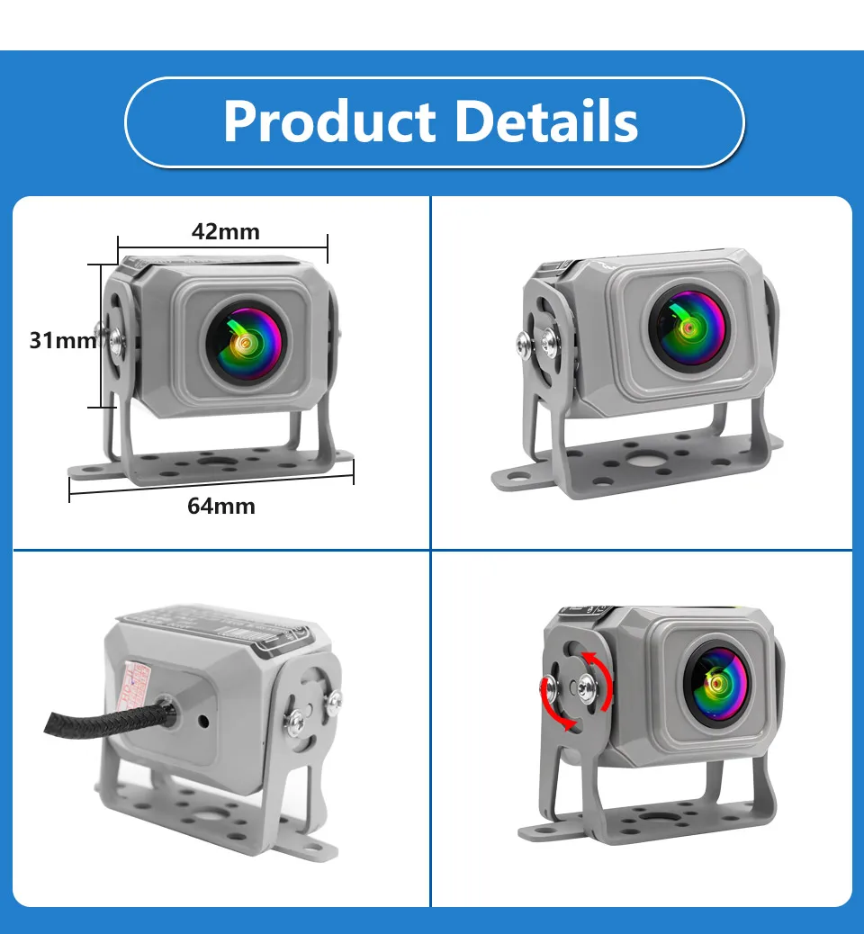 9-36V Hochleistungs-Fahrzeugkamera AHD1080P CVBS umschaltbar 180° ° Fisheye Starlight Nachtsicht Wasserdichte Rückfahrkamera für LKW – Detail 5