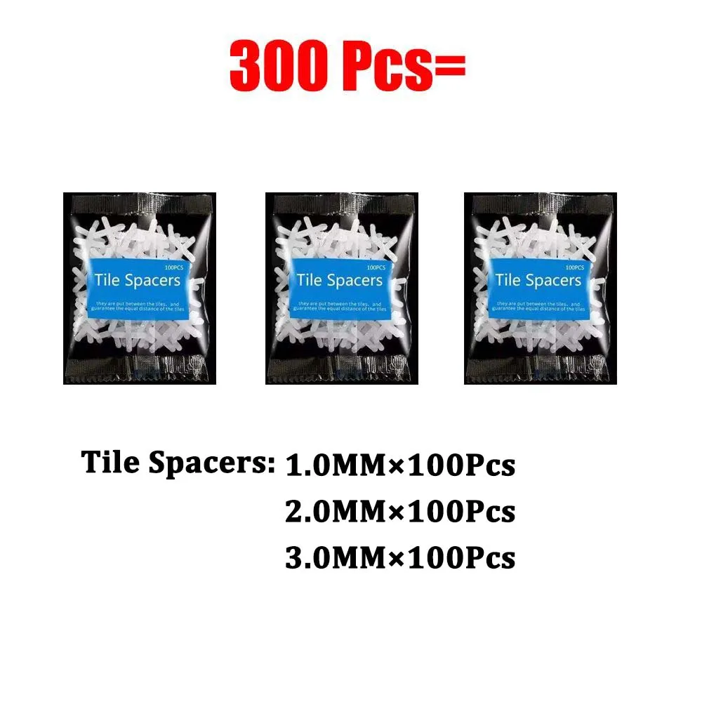 50 strumenti distanziatori livellatori per piastrelle riutilizzabili + 300 distanziatori per piastrelle a forma di croce + 1 chiave + strumenti per la regolazione dei piastrelle del pavimento della parete