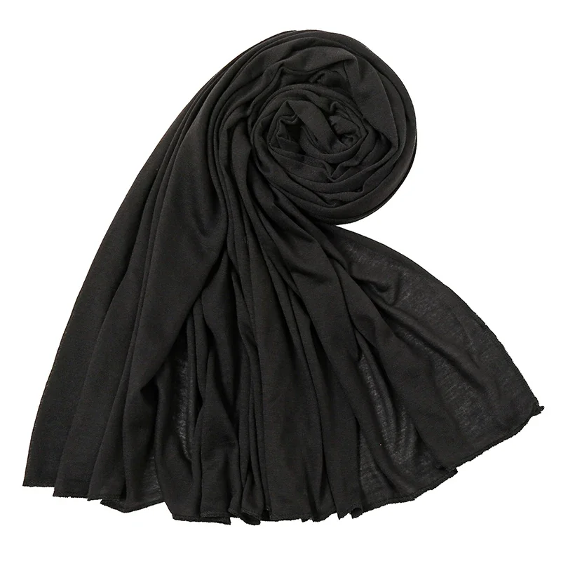 Wholesale Jersey Cotton Hijab Scarf Solid Color Elastic Shawls For Women Muslim Wraps Ladies Simple Scarves Headband180*80cm