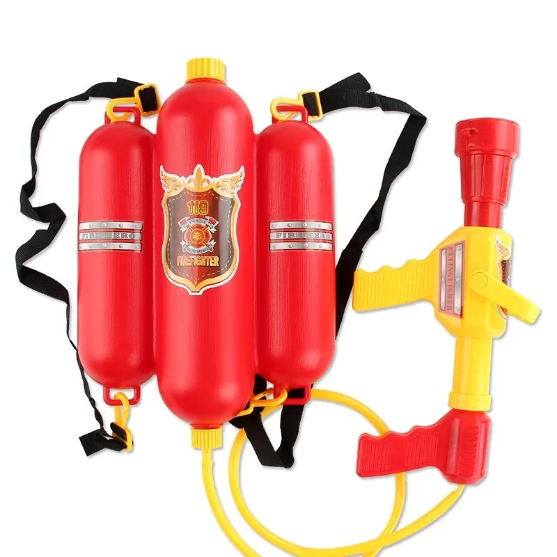 New Fireman Role Play Pool Toys Fire Extinguisher Watergun Large Capacity Water Gun Fire Backpack Water Gun Firefighter Toy