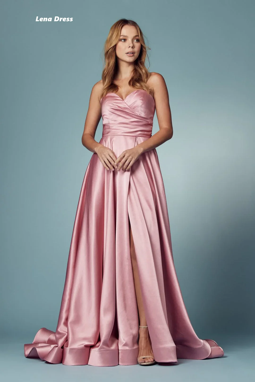 Lena Line A Elegant Evening Dress Woman Elegant Party Dresses 2024 for Wedding Guest Dress Women Strapless Satin Side Slit Gala