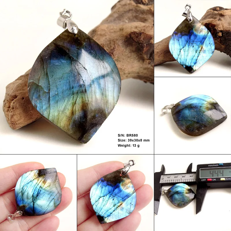 Stone Craft Natural Labradorite Raw Stone Polishing Geometric Shape Crystal Labradorite Pendent Exquisite Natural Training Stone