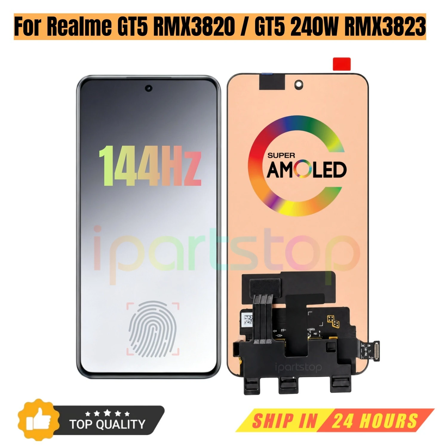 iParts Replacement New Display for Realme GT5 5G RMX3820 GT 5 240W RMX3823 AMOLED 144Hz Touch Screen Digitizer Assembly OEM