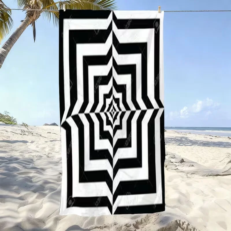 2D Optical Illusion Spiral Geometric Print Beach Towe Hypnotic Print Quick Dry Soft Absorbent Sand Free Towel for Summer Travel