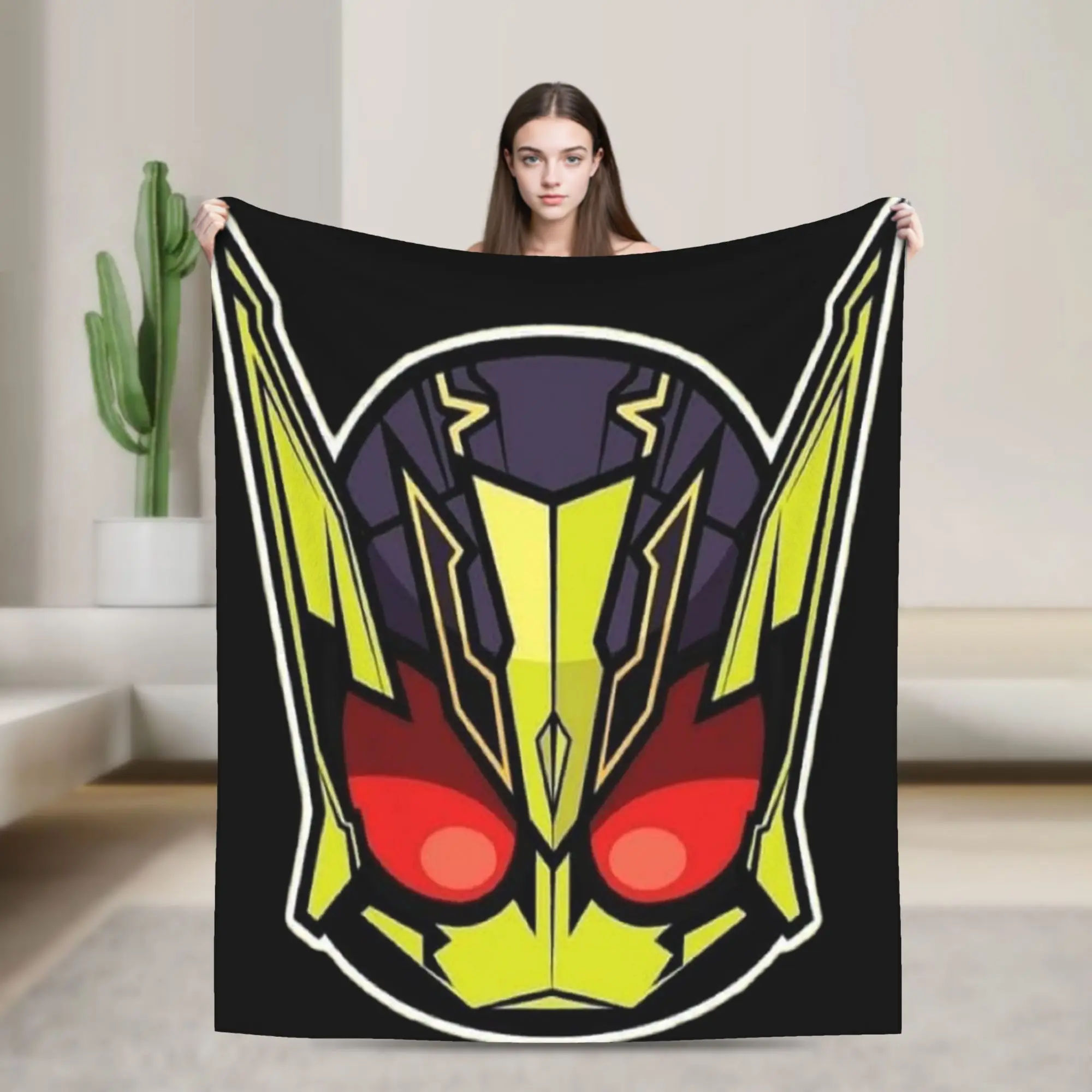Warm Soft Blanket Picnic Kamen Rider Cartoon Throw Blanket  Flannel Bedspread For Couch Chair Sofa Bed Funny Sofa Bed Cover