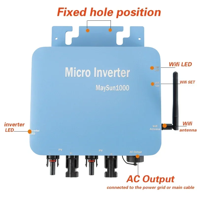 Pure Sine Wave Micro Grid Tie Inverter 1200W 1300W 1400W 1500W MPPT Solar PV Grid Tie System for Home Use Solar Inverter