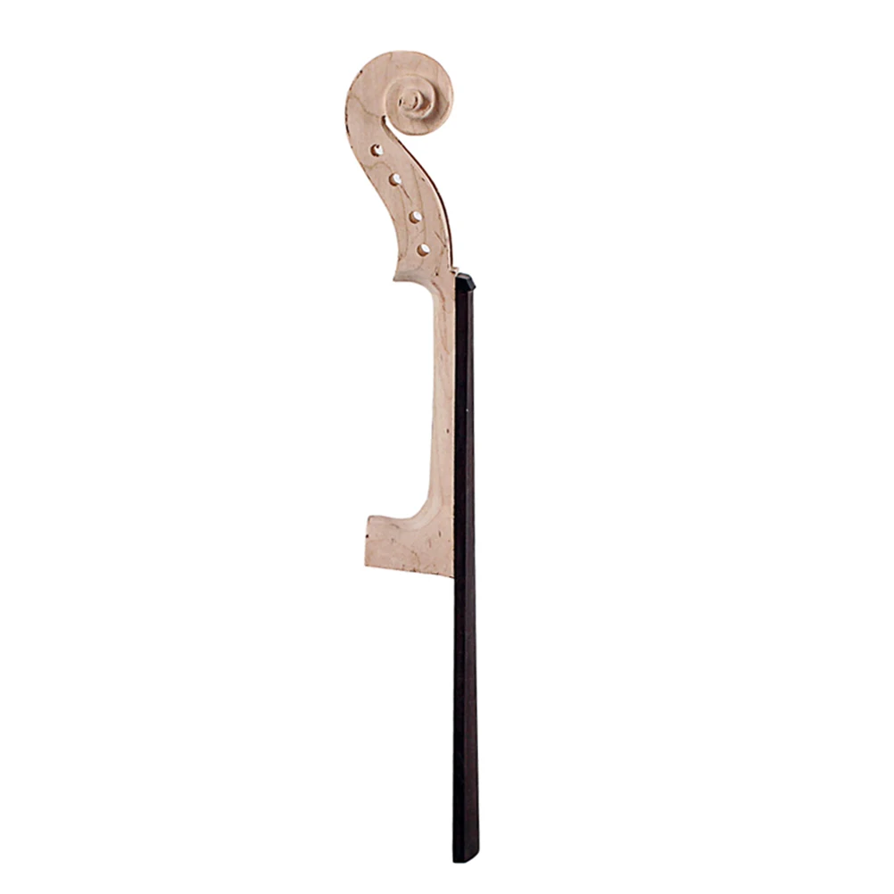 

Violin Head Wooden Neck Maple with Hand Carved Scroll Unfinished Ebony Fingerboard for