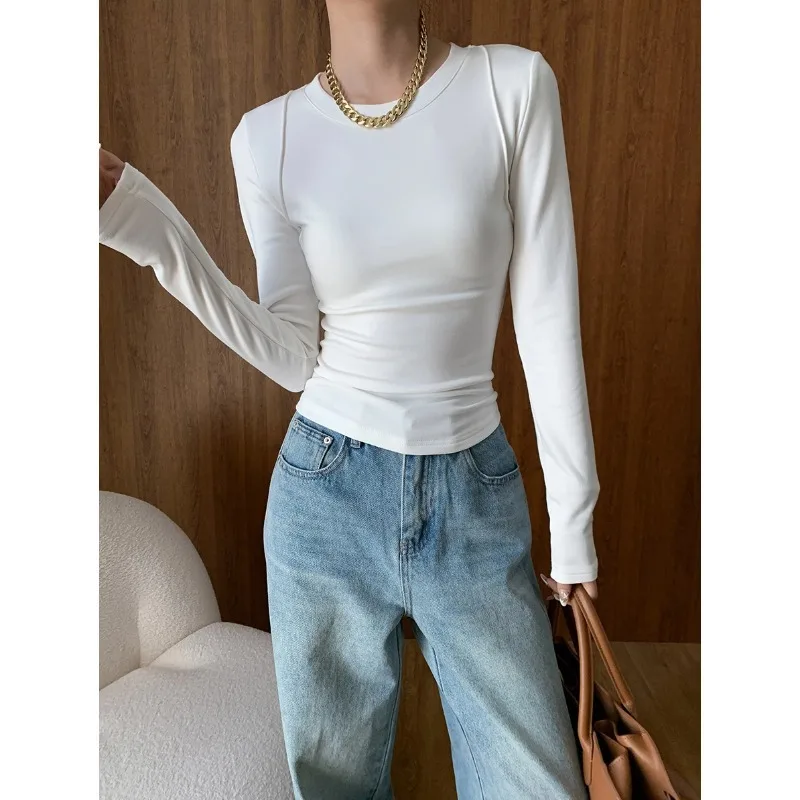 

Basic Polished Round Neck Slim-fit T-shirt Bottoming Shirt 2026 Autumn New