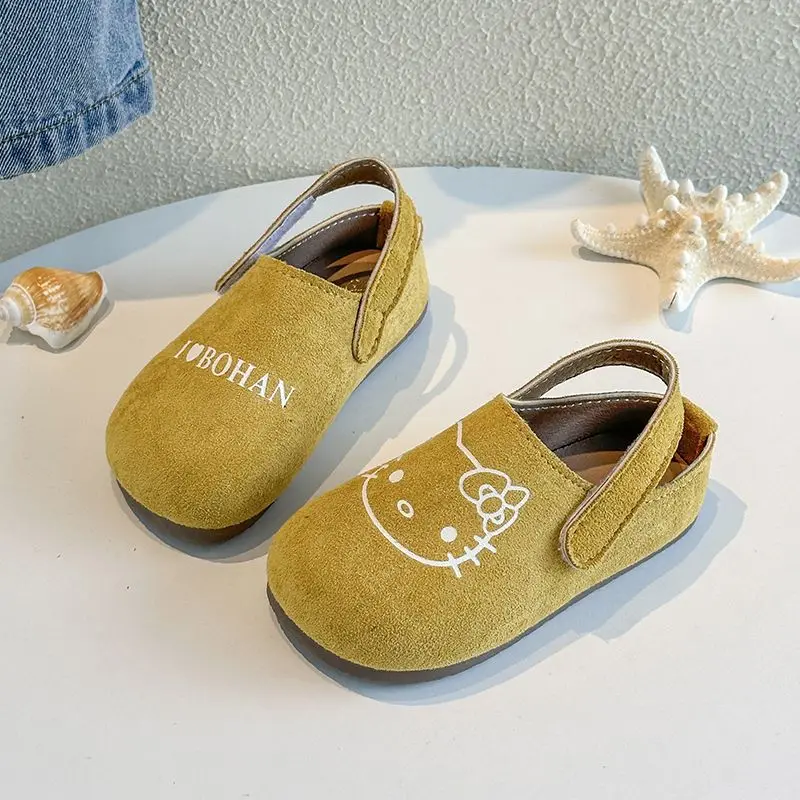 

Sanrio Hello Kitty Girl Leather Shoes Child Soft Sole Sandals Ventilate Kids Spring Fall Kawaii Cartoon Fashion New Casual Shoes