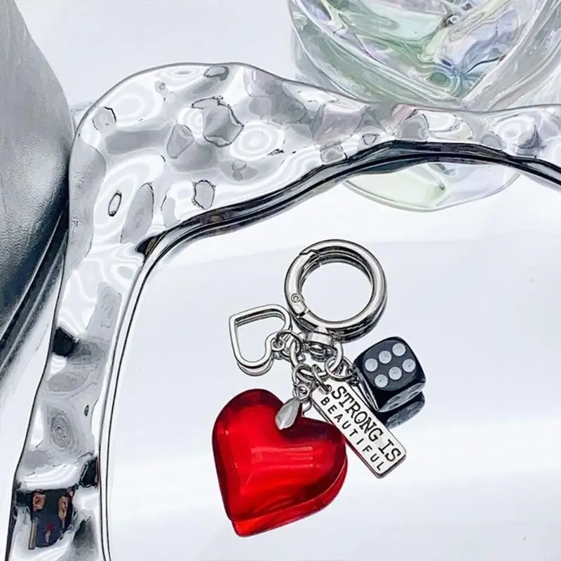 Schlüsselanhänger Herzschlüsselstylish Decors Metall Texture Suitale für täglich – Detail 5