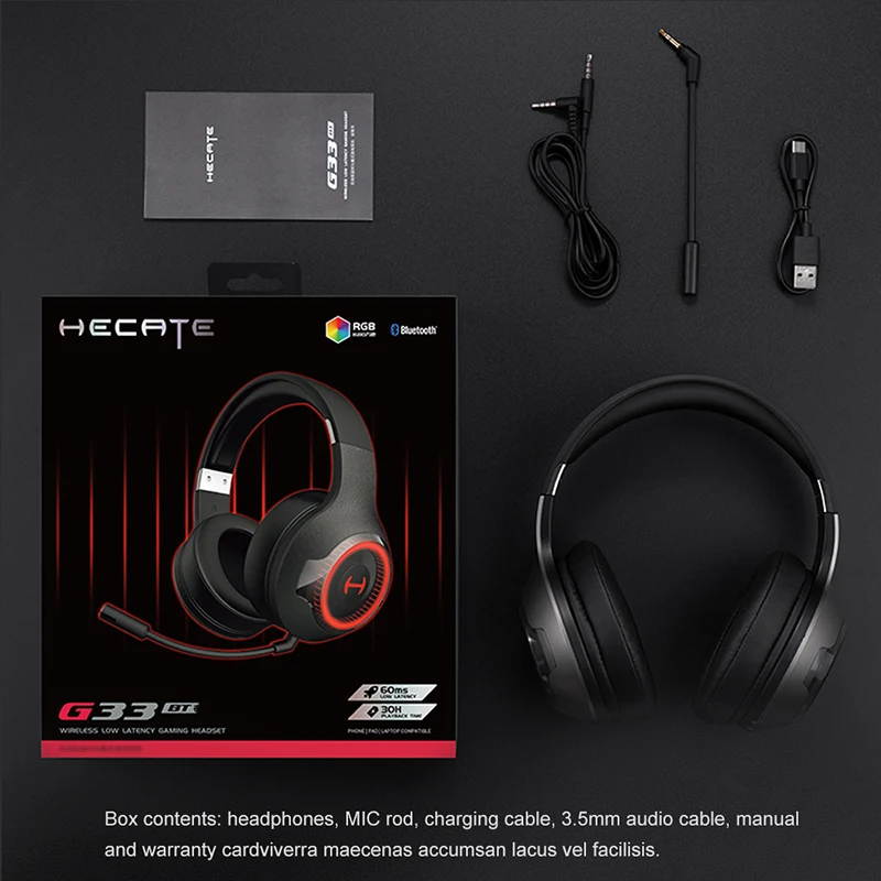 EDIFIER G33BT Tai Nghe Chơi Game PixArt Bluetooth V5.0 Với Độ Trễ Thấp Như 45Ms, tương Thích Với Android Và IOS Ánh Sáng RGB