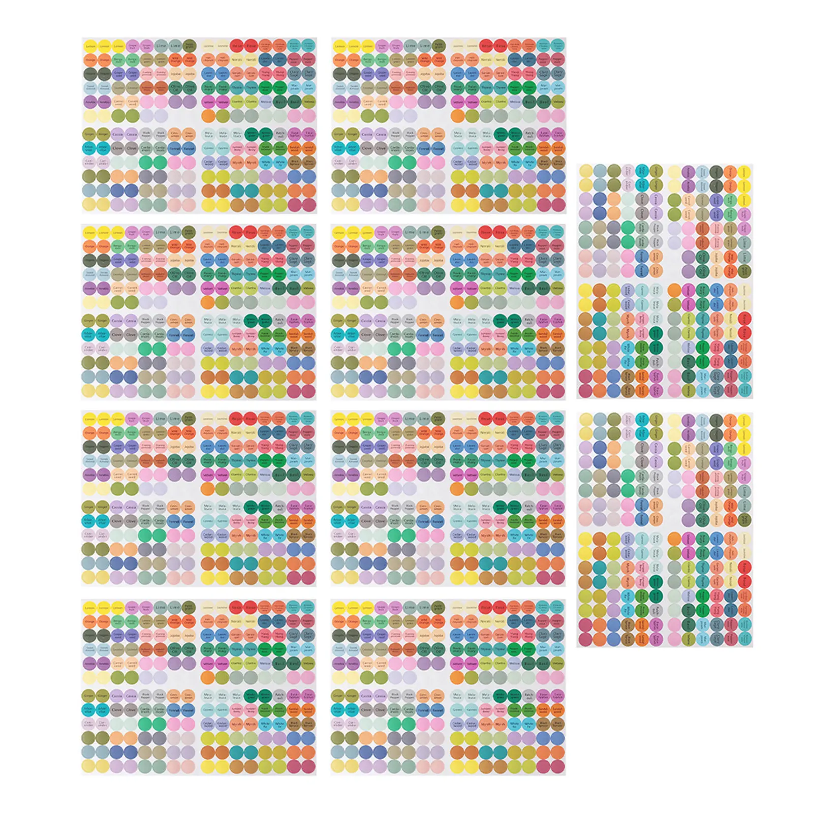 

Набор из 10 круглых этикеток-стикеров для банок, бутылок с маслом, консервов, кухонных приправ, разноцветные