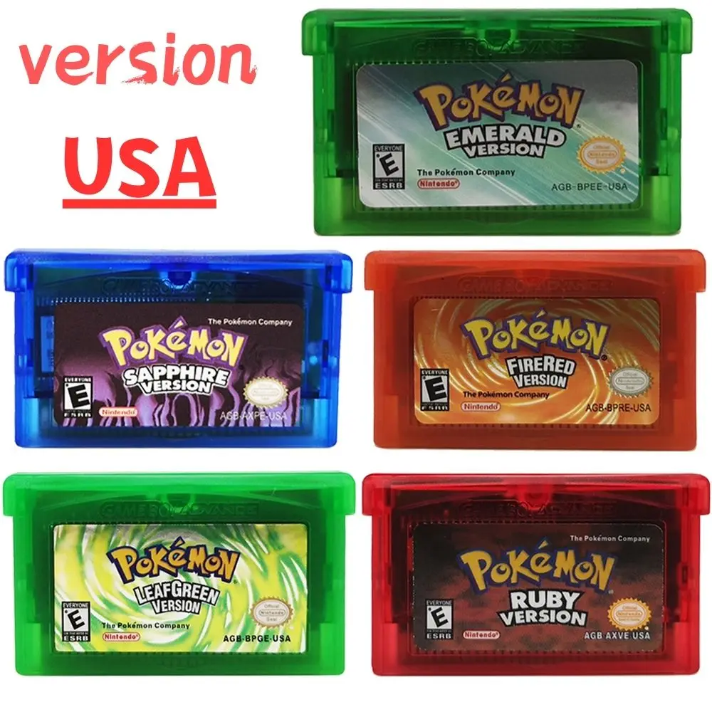Pokemon GBA-serie 32-bit videogamecartridge Consolekaart Pokemon Emerald FireRed LeafGreen Ruby Sapphire Meertalig
