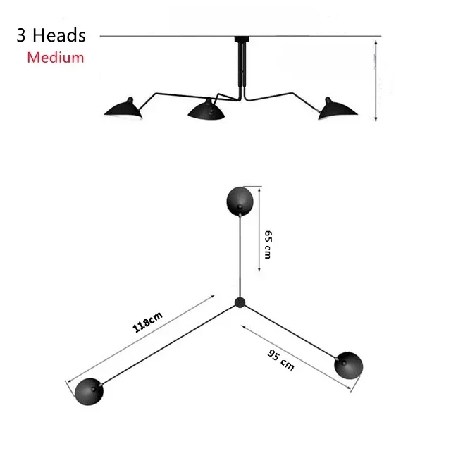 Mouille Plafondlamp Industrie Plafondlamp Nordic Black Spider hanglamp voor woonkamer slaapkamer Zwart armatuur Home Decor