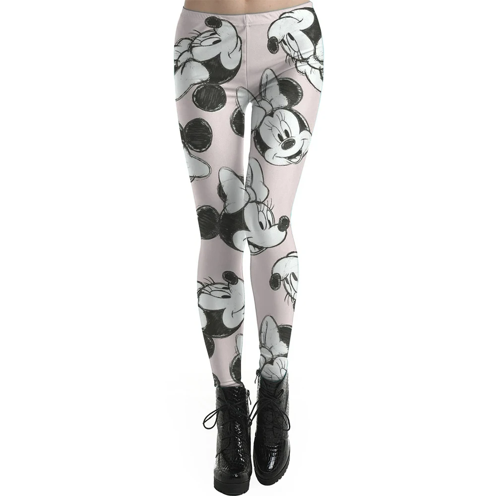 New Tie Dyed Disney Minnie and Mickey Mouse print Yoga Leggings Tight Fit Lifting Hip Fitness Leggings Running Sports Pants