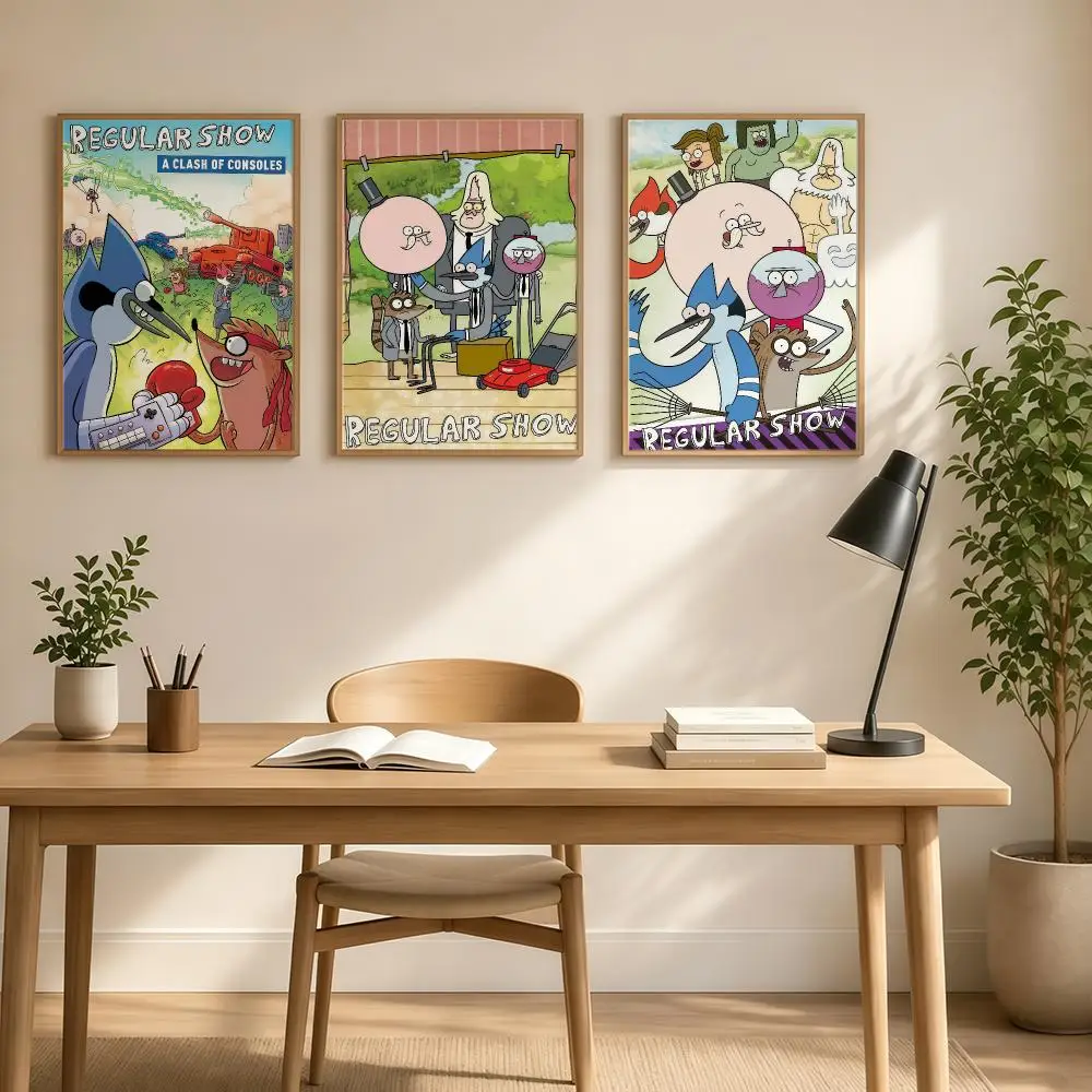 Cartoon R-Regular Show Poster Aesthetic Poster Print Wall Decor HD For Living Room Bedroom Home Office Gift Wall Art