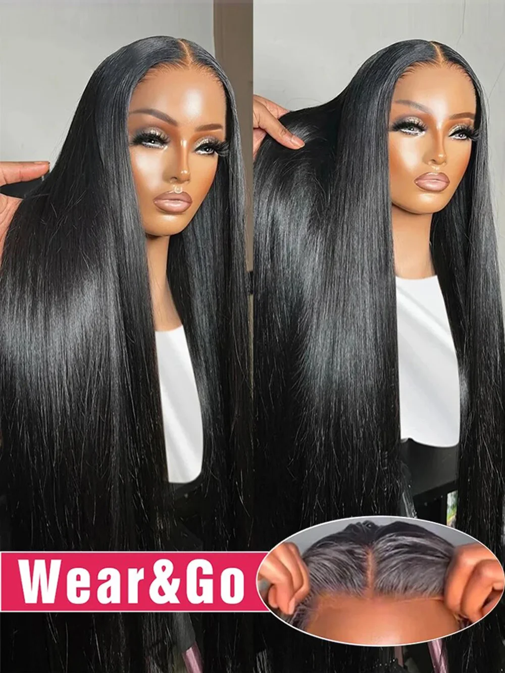 

Wear and Go 7x5 4x6 Pre Cut HD Lace Closure Glueless Wigs Human Hair Pre Plucked 30 32 Inch Brazilian Straight Lace Frontal Wigs