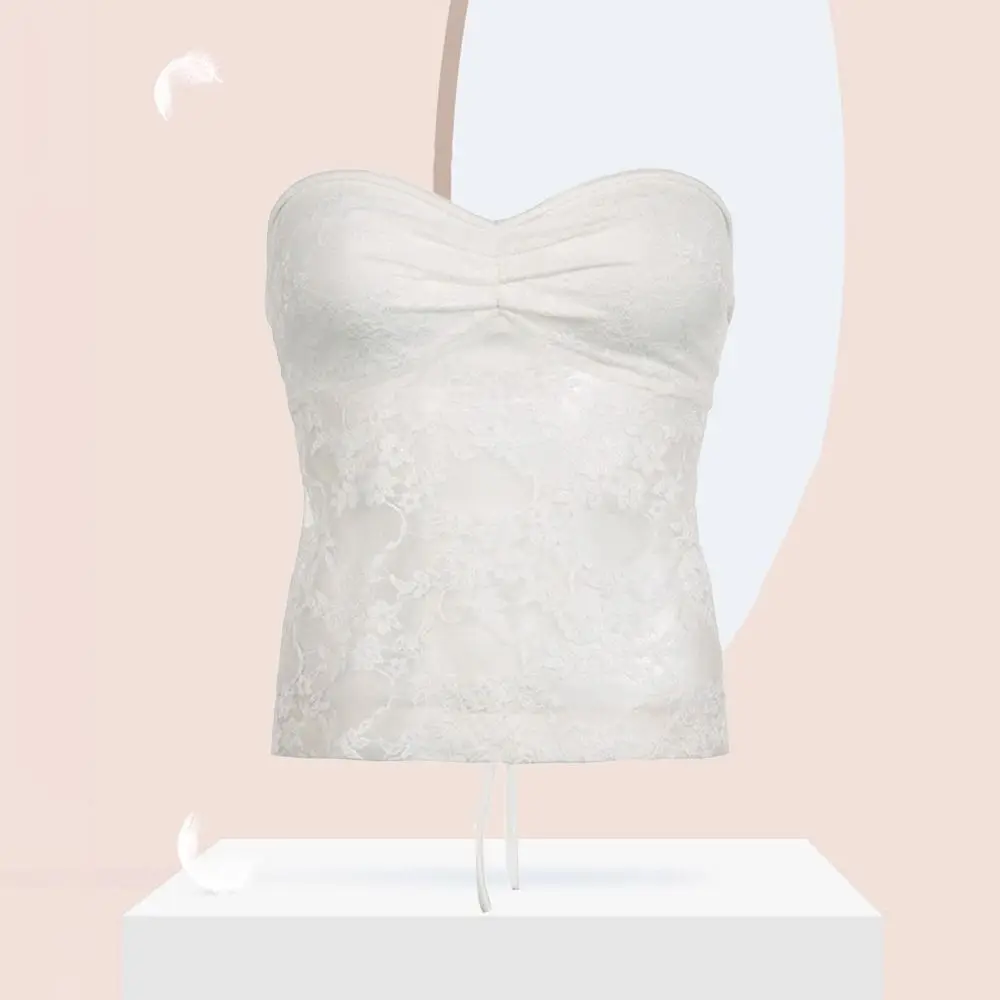 

Fashion Slim Fit Lace Bra Camisole Streetwear Sweet Strapless Vest Tops Transparent Bralette Crop Tops Summer