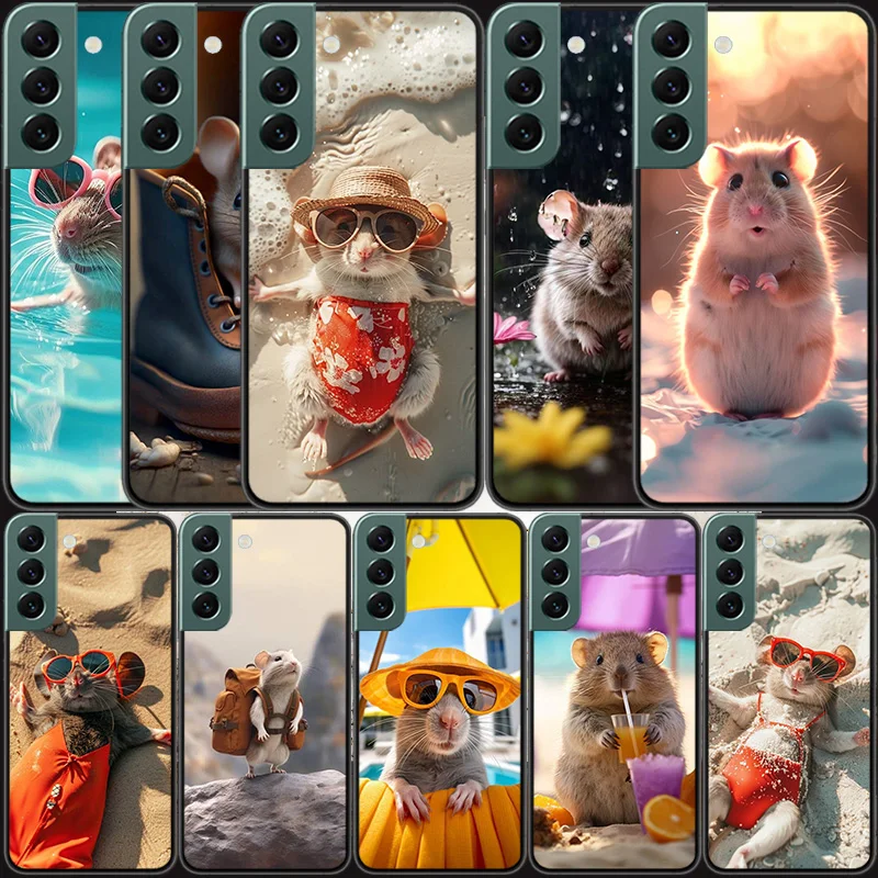 Bonita funda de teléfono Hamster para ASamsung A16 A26 A36 A56 A02 A03S A04S A05S Galaxy A55 A35 A25 A15 S10 Lite A9 A8 A7 A6 Plus A90 5G