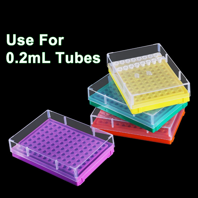 Rack de tubo centrífugo de plástico, 96 soquetes com tampa transparente, suporte de tubo centrífugo de 0.2ml, suprimentos de laboratório, 2 peças