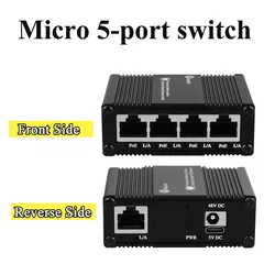 마이크로 산업용 기가비트 PoE 이더넷 스위치, 5 포트, 10 100 1000Mbps RJ45 스위치, IEEE 802.3af/at PoE 미디어 컨버터