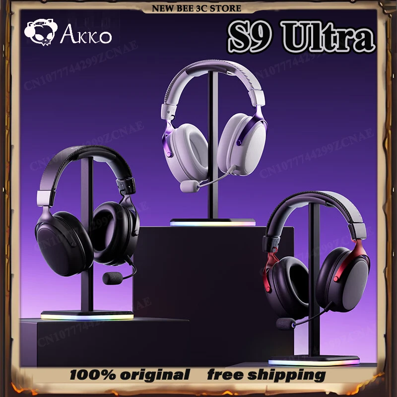 

AKKO S9 Ultra Gaming Headset 2.4G Wireless Bluetooth Wired 4 Mode 7.1 Surround Sound 53mm N52 Mic For PC Gaming Hifi Sound PC