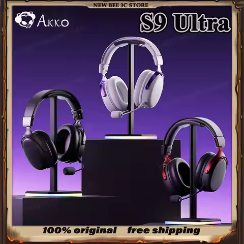 AKKO S9 Ultra Gaming Headset 2.4G Wireless Bluetooth Wired 4 Mode 7.1 Surround Sound 53mm N52 Mic For PC Gaming Hifi Sound PC