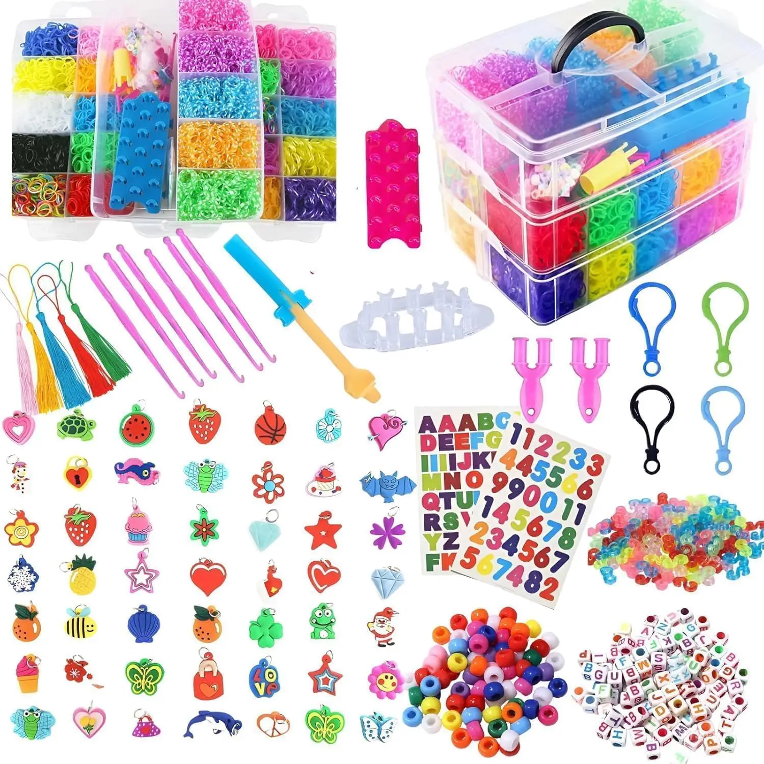 15000+ Rubber Band Bracelet Kit, Loom Bands Vibrant Colours with Storage Box, DIY Friendship Bracelet Making Kit Christmas Gift