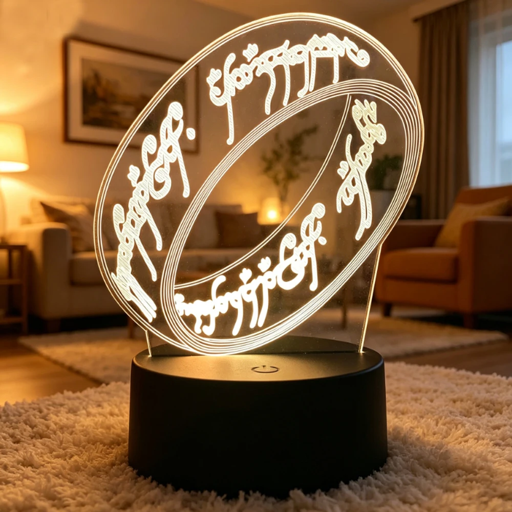 Lord of the Rings 3D LED Night Light 7 Colours Smart Touch Bedroom Decorative Lights Birthday Christmas Gift for Fans
