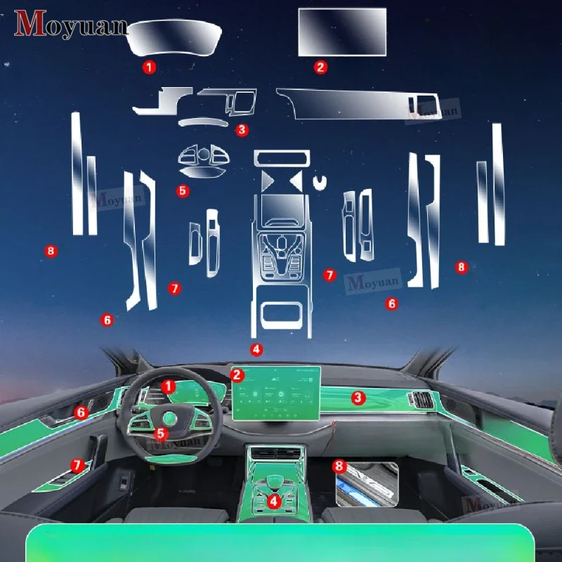 غشاء حماية داخلي للسيارة من البولي يورثين الحراري ، ملصق مضاد للخدش ، لوحة علبة التروس ، شاشة الملاحة ، BYD TANG DMI EV dmpm ، * * * #2