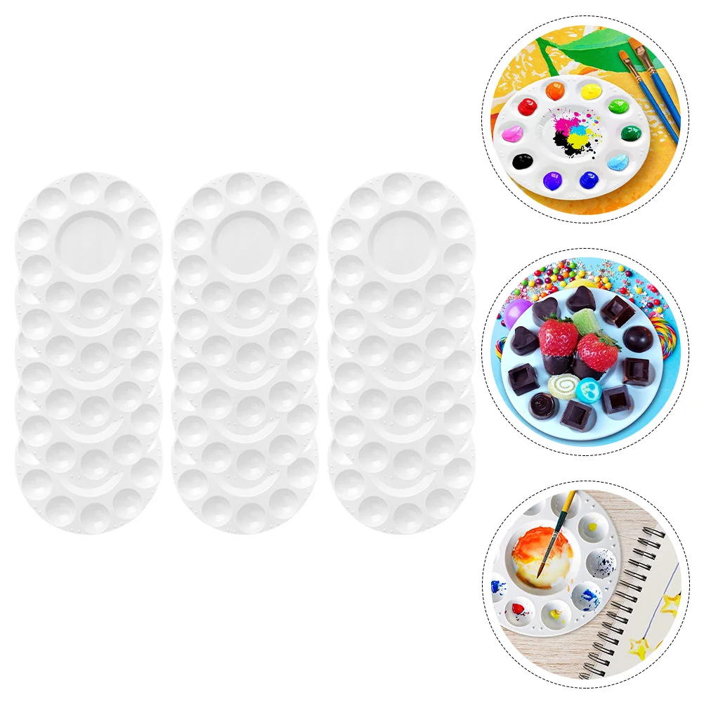 15 Pcs 11 Palettes Tray Pigment Trays Mix Multi-grid Color Plate Plastic Pallet Watercolor