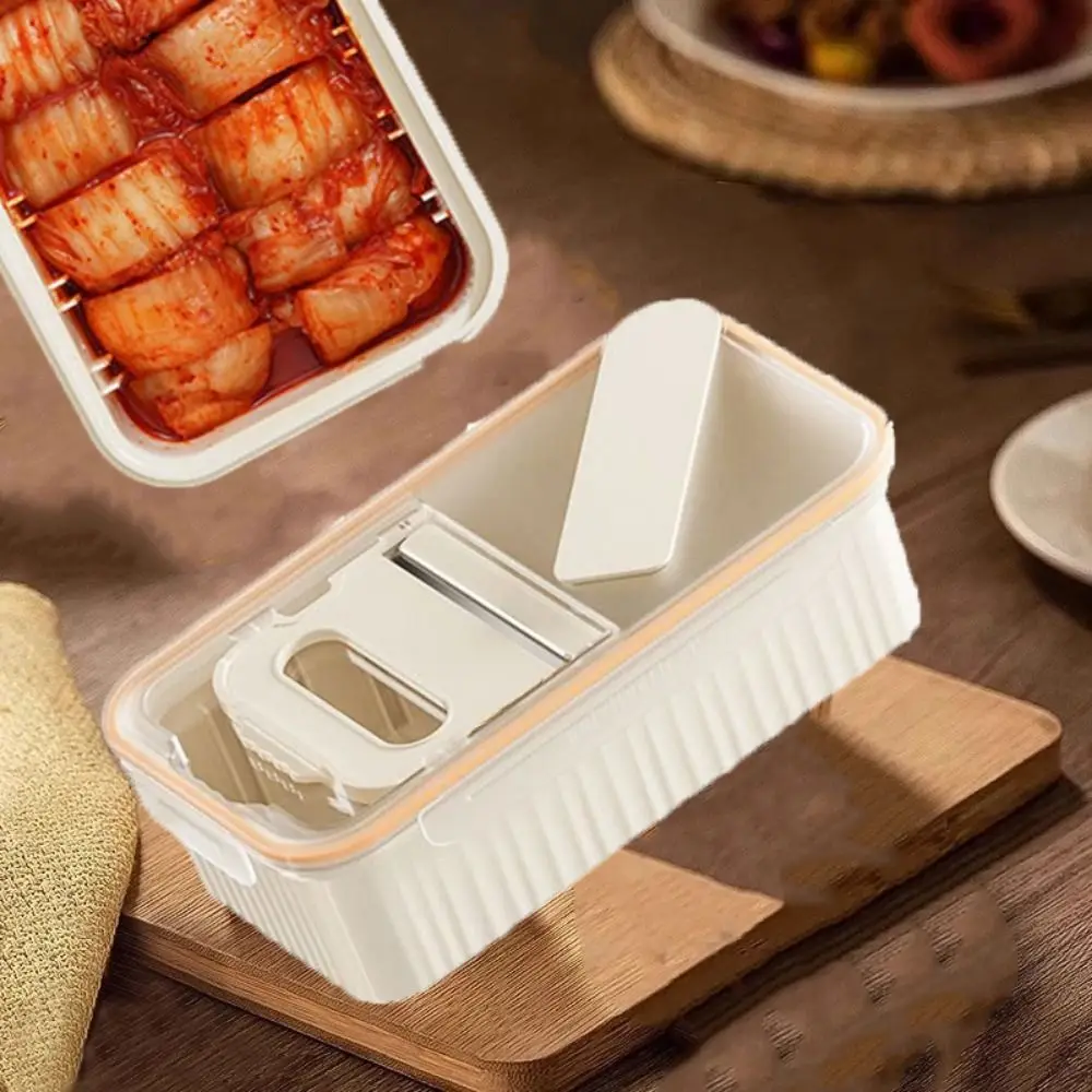 Cortador de plástico práctico para Kimchi, caja sellada de gran capacidad para mantenimiento fresco, cortador de alimentos instantáneos de verduras antideslizante para el hogar