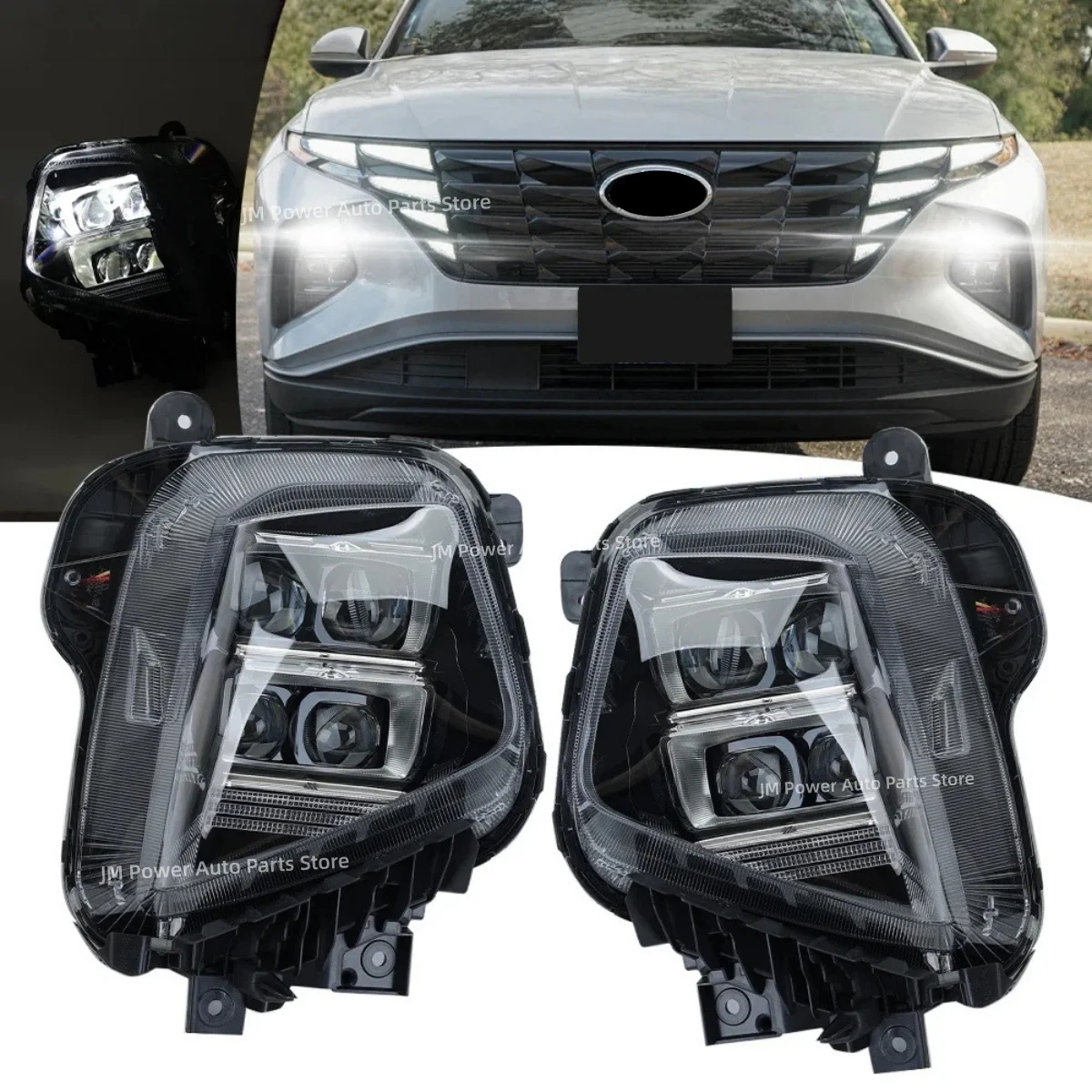 Fit for Hyundai Tucson 2022-2025 Headlight Modification Specialized LED Daytime running light Front fog light Automobile parts