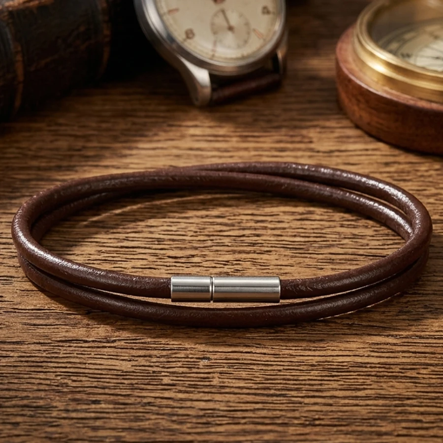 Minimalist Cowhide Thin Rope Bracelet Men 2 Sizes Handmade High Quality Wrist Braslet Mature Charm Homme Versatile Accessories
