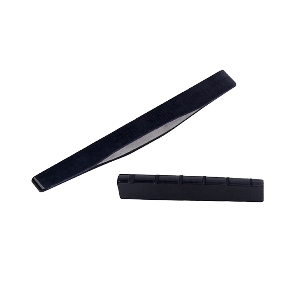 2pcs/Set Black Camel Bone Guitar Bridge Saddle and Nut for Folk Acoustic Guitar Made of Real Bone