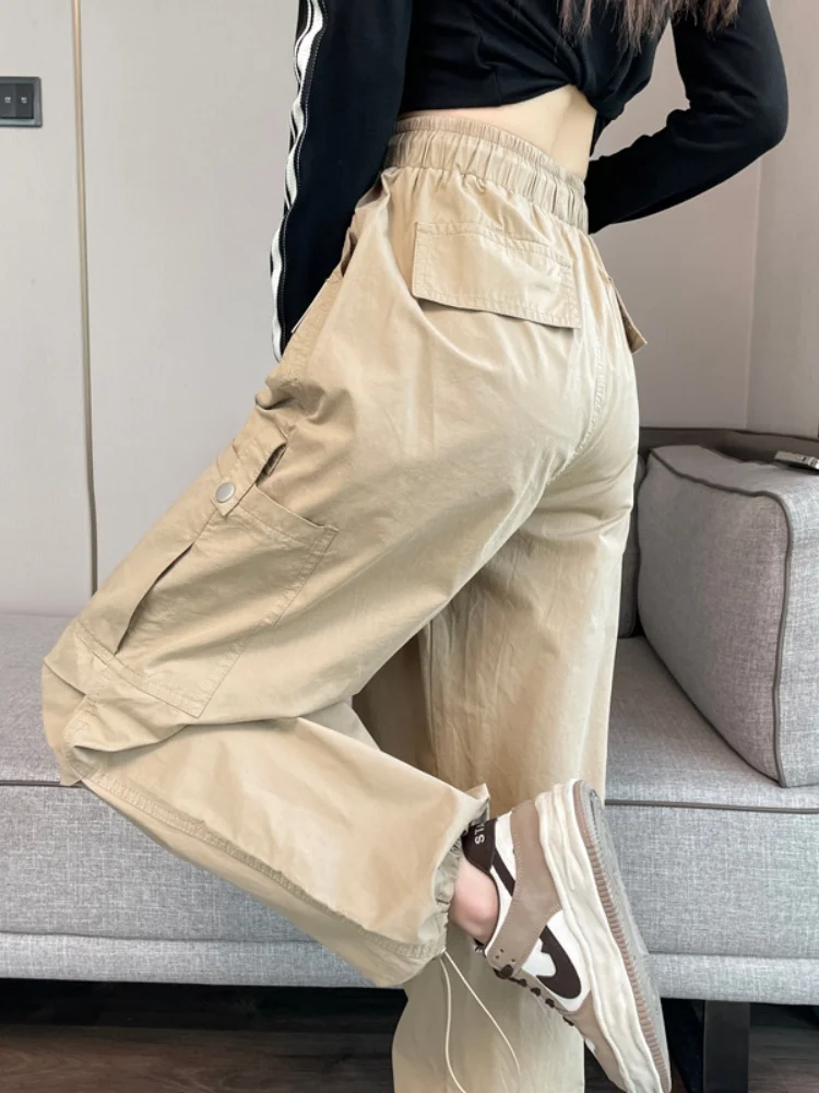 Khaki Quick Dry Work Pants Women's Autumn 2026 New American Small Size High Waist Trousers for Climbing Sports And Leisure