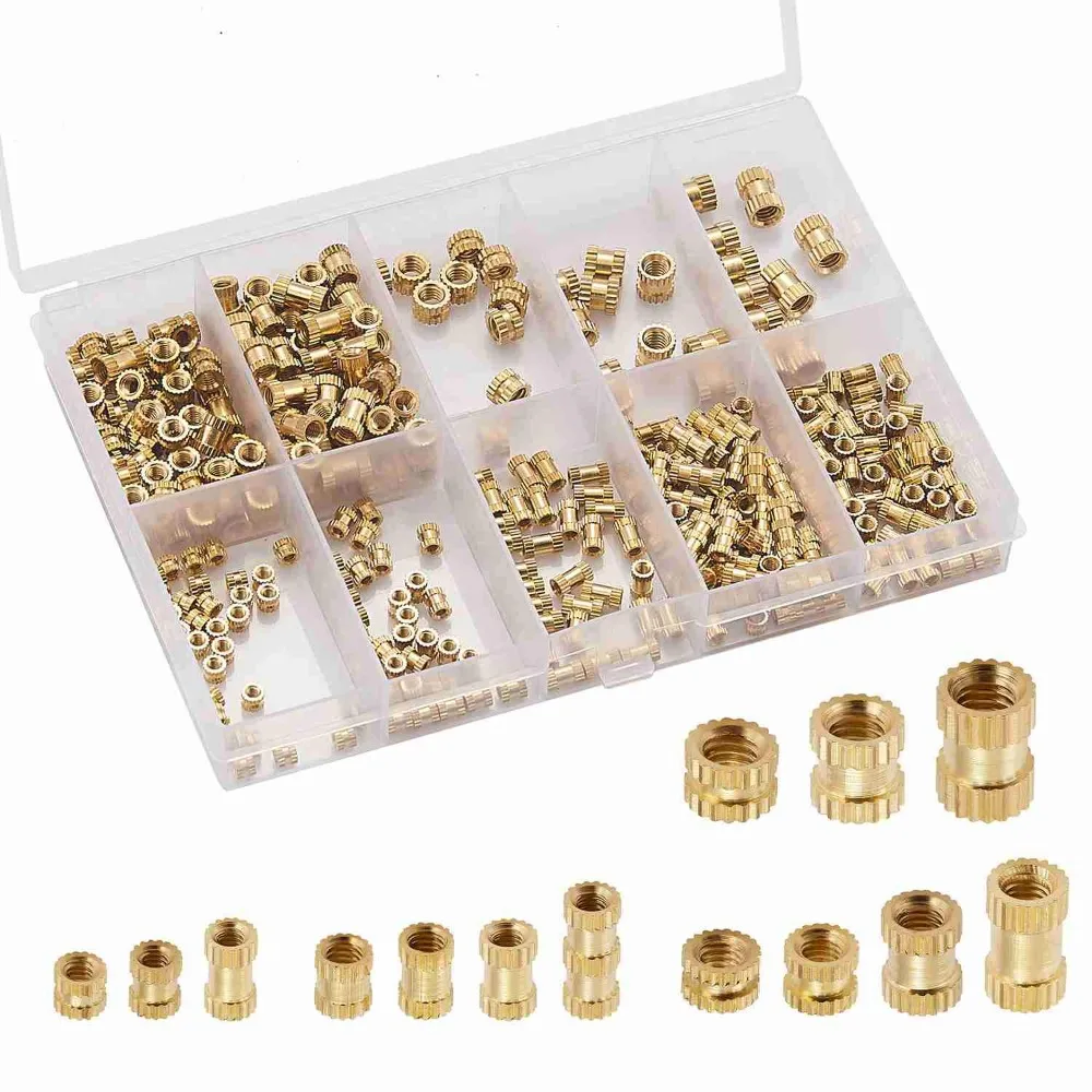 

280PCS M2 M2.5 M3 M4 Female Thread Knurled Screw Nut Brass Threaded Insert Embedment Nuts Assortment Kit 3D Printing Accessories