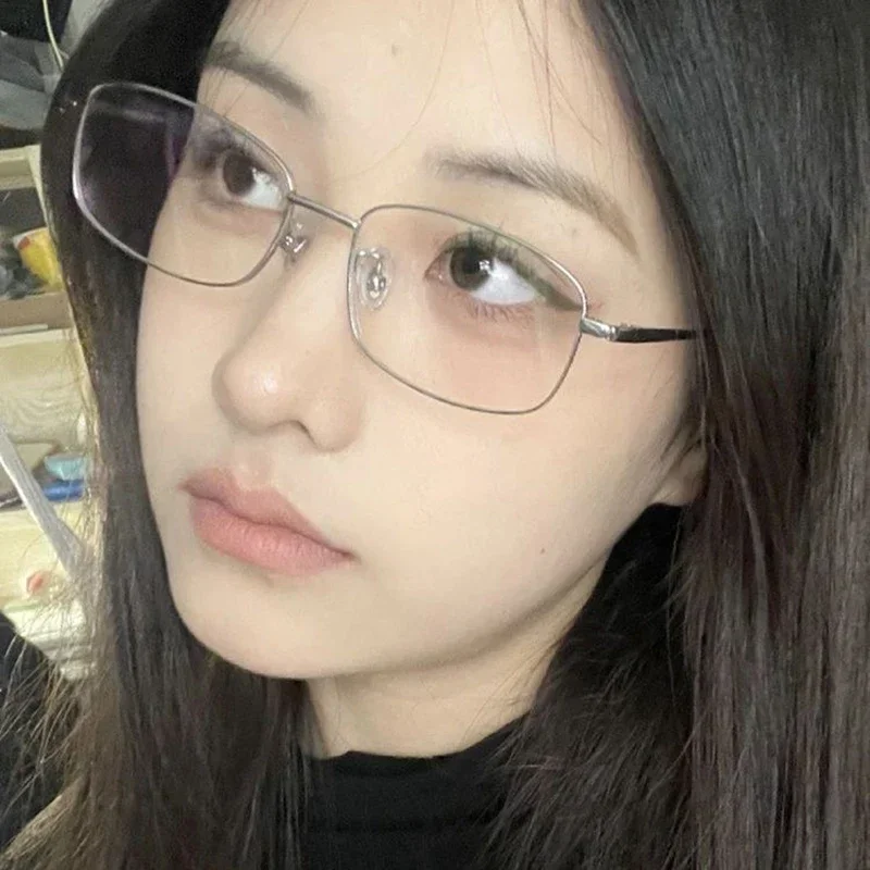 Japanese Style Harajuku Glasses Small Gold Silver Metal Square Glasses Vision Care Anti-blue Eyeglasses Frame for Women Men