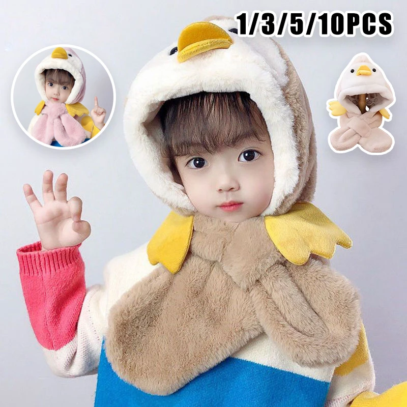 

Unisex Kids Penguin Hat Scarf 2 in 1 Set Fleece Lined Windproof Ear Flap Cap Thermal Winter Baby Toddler Gift